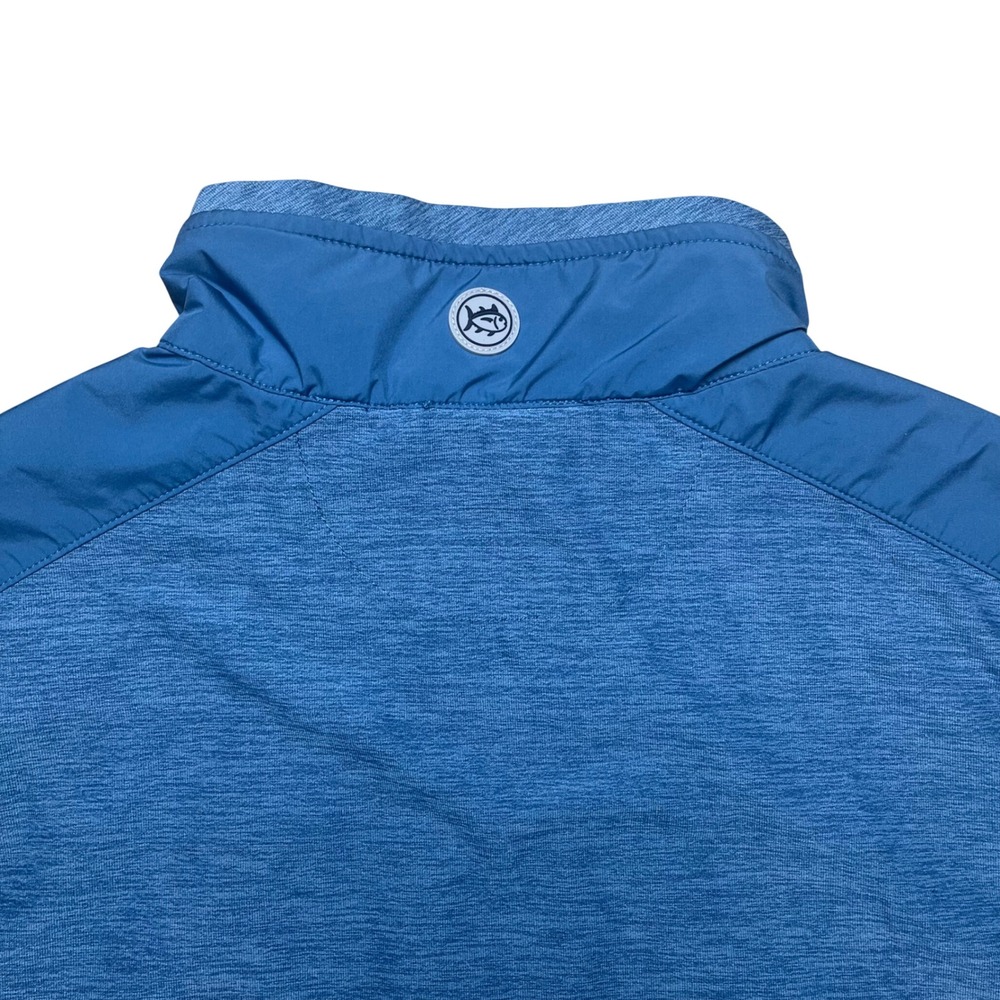 Southern Tide Vest Men Medium Blue Tide to Trail Full Zip Textured Mock Neck - Picture 3 of 10